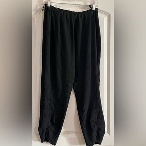 Oh My Gauze!Zoey cotton gauze pant New Black tapered leg twist detail hem Casual